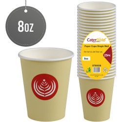 Single Walled Paper Cups 8oz 25pk