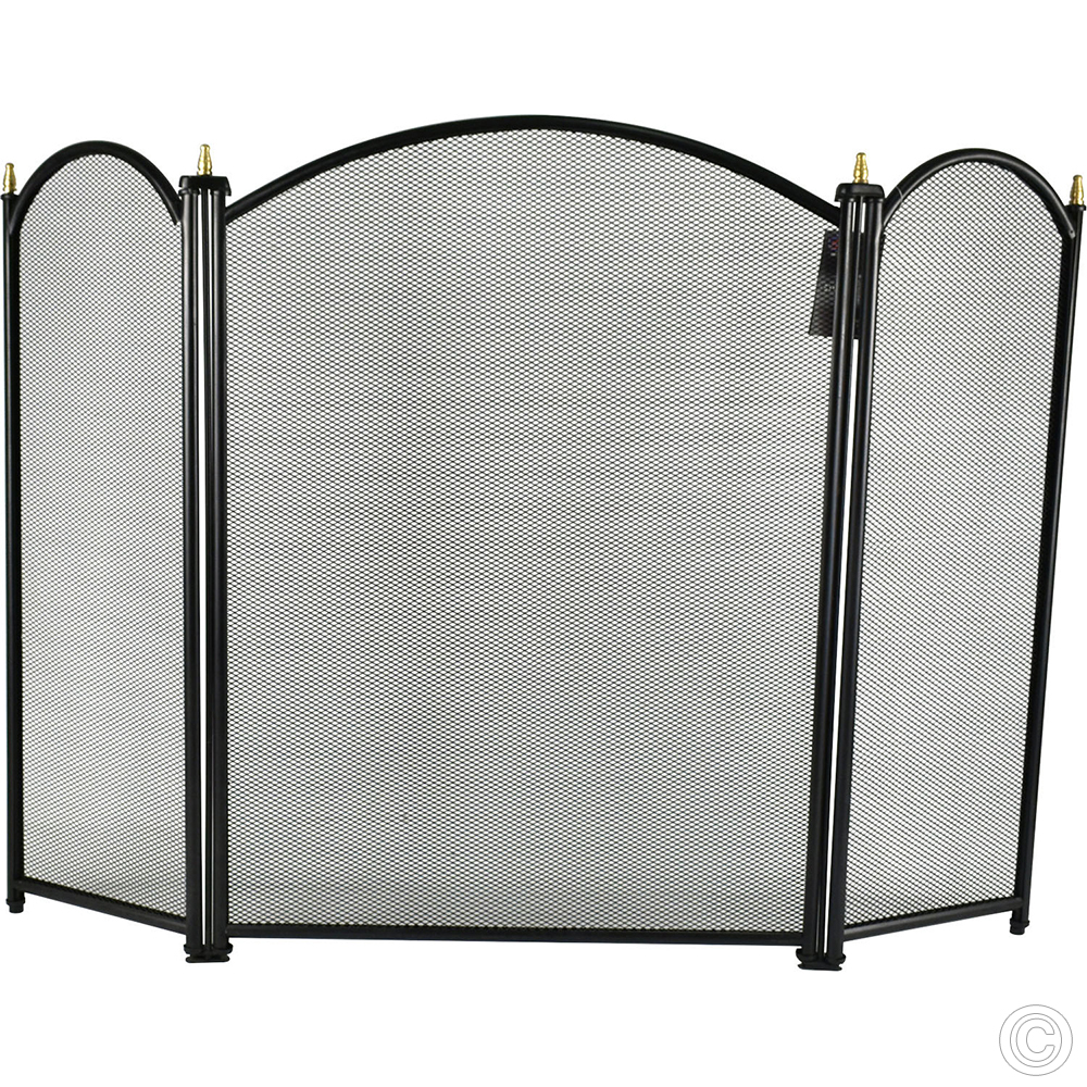Fire Screen Black & Gold Spark Guard Fireplace Surround Screen