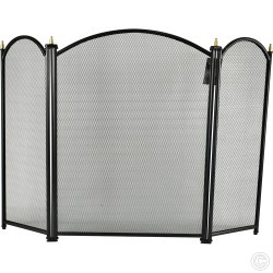 Fire Screen Black & Gold  Spark Guard Fireplace Surround Screen