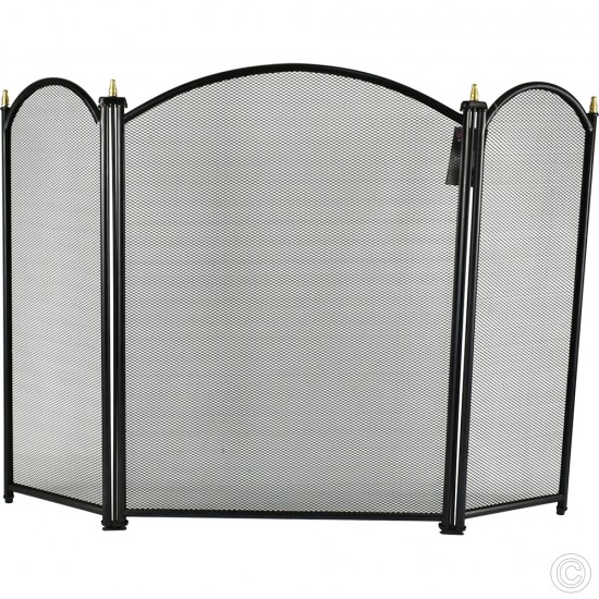 Black & Gold Fire Screen Spark Guard Fireplace Surround Screen image