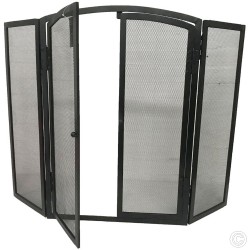 Log Holder Fire Screen Guard With Double Opening Door for Fireplace