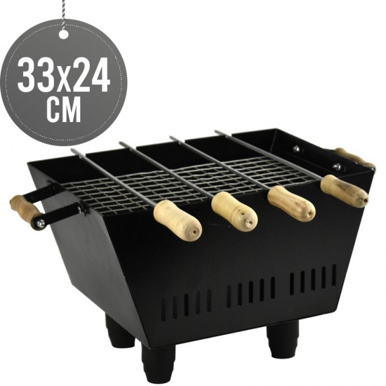 Heavy Duty Mini Portable Barbecue Camping BBQ Grill with Wooden Handles image