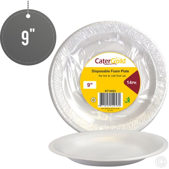 Disposable Foam Plates 9'' 14pack Foam Disposable image