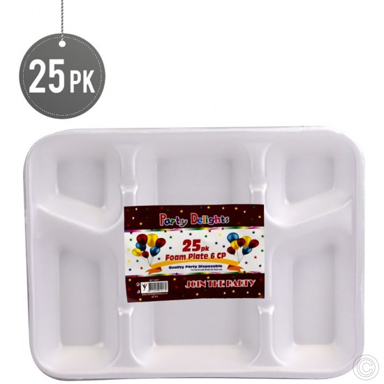 Foam Plate 6 Compartments 25pack image