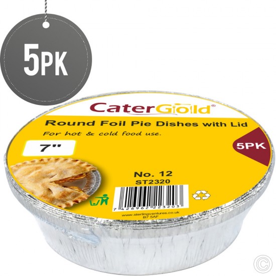 Aluminium Foil Container Pie Dishes With Lid 5pack No.12 image