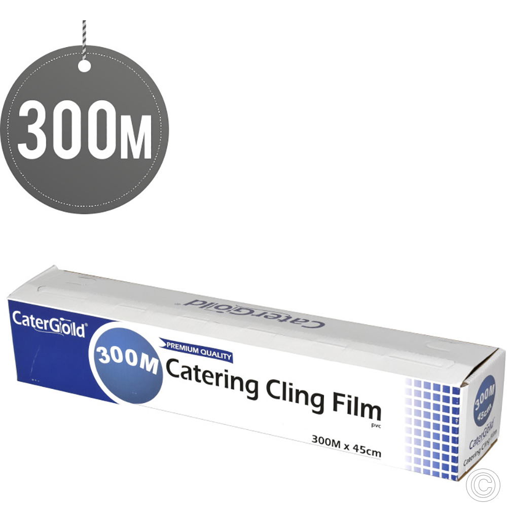 3 X Catering Cling Film 300M x 45CM Cater Gold Kitchen Disposables For