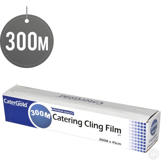 3 X Catering Cling Film 300M x 45CM Cater Gold Kitchen Disposables For Restaurant & Catering image