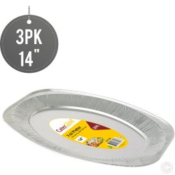 Aluminium Foil Platters Party Serving Oval Trays 14'' 3pack