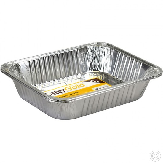 20 x Large Disposable Aluminium Foil Trays Size 32x26x602cm Containers for Baking Roasting Broiling Cooking Food Storage (10 x 2pk) Foil Products, Foil Trays image
