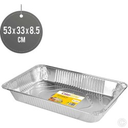 Large Aluminium Foil Trays Size 53x33x8.5cm Disposable Containers for Baking Roasting Broiling Cooking Food Storage