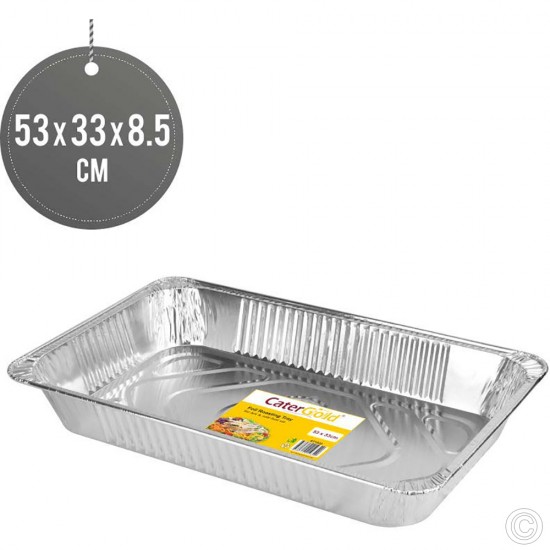 Large Disposable Aluminium Foil Trays Size 53x33x8.5cm Containers for Baking Roasting Broiling Cooking Food Storage Foil Products, Foil Trays image