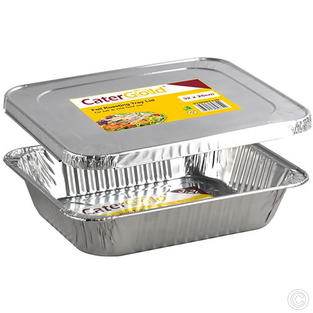 Disposable Aluminium Roasting Foil Trays with Lid Baking Containers for Broiling Cooking Food Storage