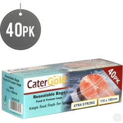 Resealable Freezer Bags 170mm x 190mm Pack of 40 Cater Gold Kitchen Disposables For Restaurant & Catering