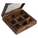 Wooden Spice Storage Box Masala Dabba 8 Compartments with Wooden Spoon, Brown Food Storage image