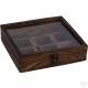 Wooden Spice Storage Box Masala Dabba 8 Compartments with Wooden Spoon, Brown Food Storage image