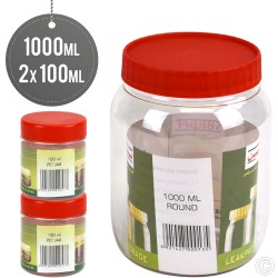 Plastic Food Storage Jars Containers 1L (1L+100ml)