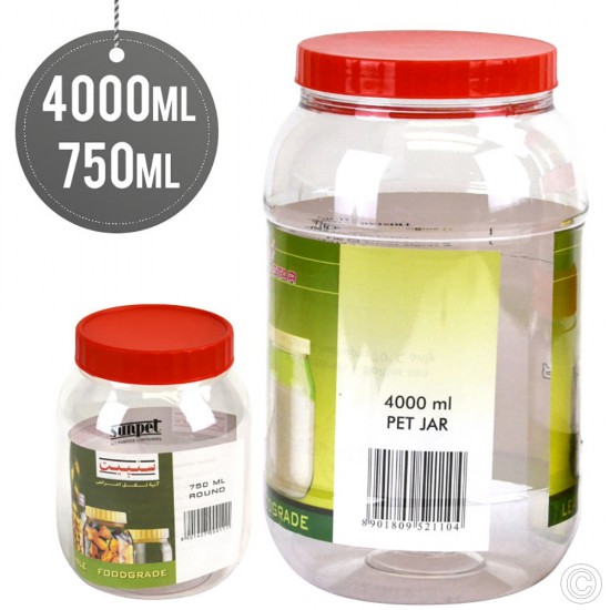 Plastic Food Storage Jars Containers 2pack 4L + 750ml image