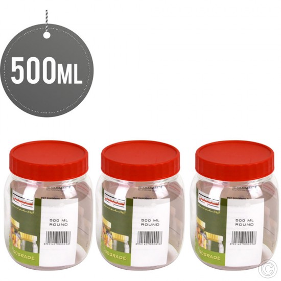 Plastic Food Storage Jars Containers 500ml 2pack image