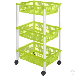 Plastic Vegetable Rack 3 Tier With Baskets Green
