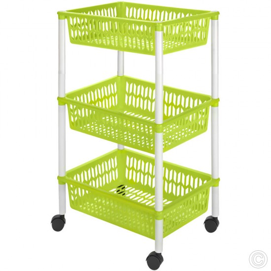Plastic Vegetable Rack 3 Tier With Baskets Green Food Storage image