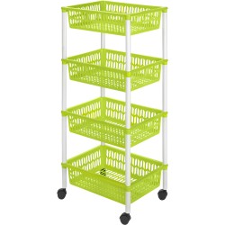 Plastic Vegetable Rack 4 Tier With Baskets Green