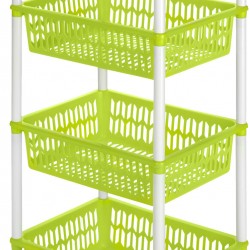 Plastic Vegetable Rack 4 Tier With Baskets Green