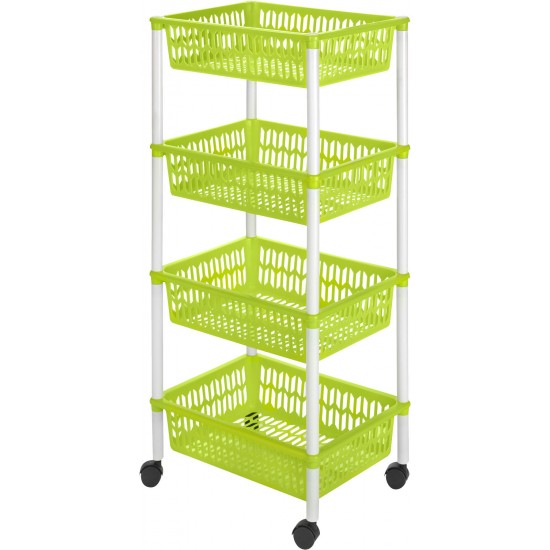 Plastic Vegetable Rack 4 Tier With Baskets Green Food Storage image