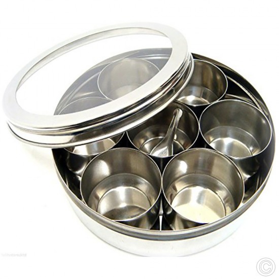 Stainless Steel Spice Box/Masala Dabba 19cm Food Storage image