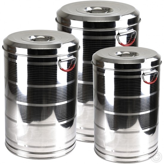 Stainless Steel Storage Drum Cannisters (34/37/39cm 3pc) image