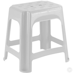 Heavy Duty Plastic Sitting Stool Stackable Large White