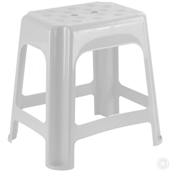 Heavy Duty Plastic Sitting Stool Stackable Large White image