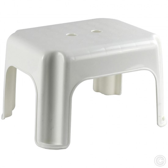 Heavy Duty Plastic Sitting Stool Stackable Small White Furniture & Fittings image