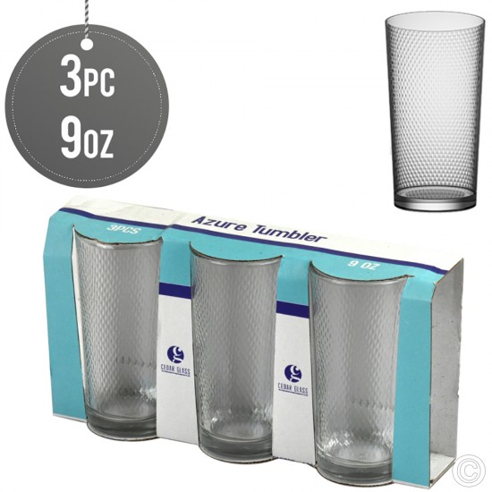 Azur Glass Tumblers 9OZ 3pk Cell Design Glassware image