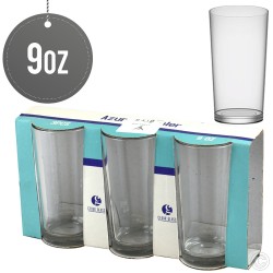 3 x Azur Glasses Set Tumblers 9oz Plain Design