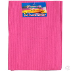 Thick Cotton Washable Placemats 2PK 35 x 49cm Hot Pink