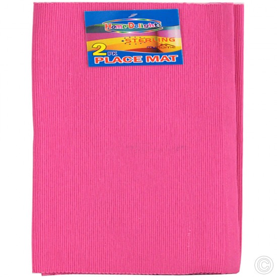 Thick Cotton Washable Placemats 2PK 35 x 49cm Hot Pink Household image