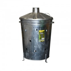 Galvanised Metal Garden Incinerator - Burn Rubbish Waste to Ash (90L Large, 60L Medium, 15L Small)