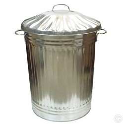 Metal Galvanised Garden Bin - Sturdy Rubbish & Waste Storage Unit - Available in 15L (small) & 90L (large)
