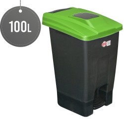 Large Wheelie Bin 100L Black Waste Rubbish Recycling Pedal with Coloured Lid Green