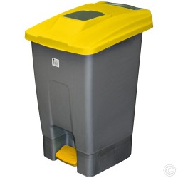 Large Wheelie Bin Yellow Lid 100L Waste Rubbish Recycling Pedal Bin with Colour Lid Yellow