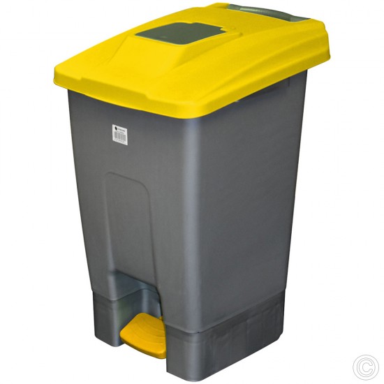 100L Litre Wheelie Bin Yellow Lid Large Waste Rubbish Recycling Pedal Bin with Colour Lid Yellow Bins & Buckets image