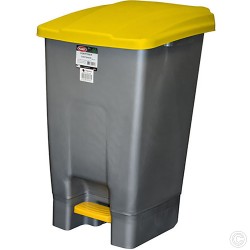 Wheelie Bin 70 Litres Yellow Lid Large Waste Rubbish Recycling Pedal Bin with Colour Lid Yellow
