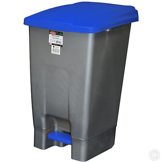 Wheelie Bin Blue Lid 70L Litre Large Waste Rubbish Recycling Pedal Bin with Colour Lid Blue image