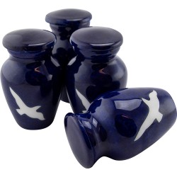 4 x Small Cremation Memorials Urn with Screw Lid Design Soaring Birds for Ashes