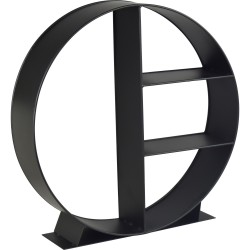 Free Standing Round Heavy Duty Black Metal Fireplace Log Holder Rack Shelf