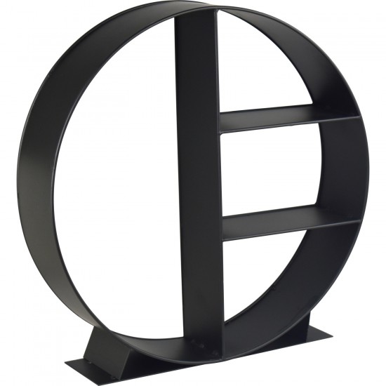 Free Standing Round Heavy Duty Black Metal Fireplace Log Holder Rack Shelf Log Holders image