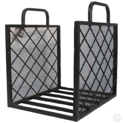 Heavy Duty Black Metal Fireplace Log Holder Basket