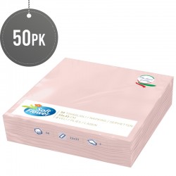 Soft  Paper Napkins Coloured Serviettes Tissues 2 Ply 50 Sheets (33 x 33cm, Pink)