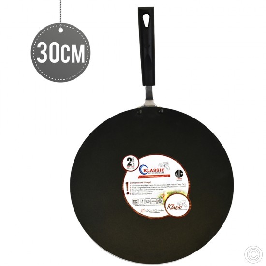 30.5cm 3.5MM Non Stick Pancake Pan Tawa Roti Pan Flat Crepe Pan Marble Coated Aluminium Black image