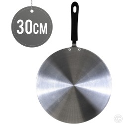 30cm Pan Tawa Roti Pancake Pan Flat Crepe Pan Marble Coated Metal Finish Silver
